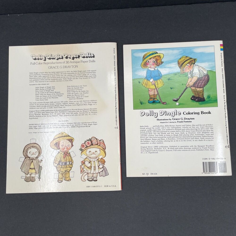 Lot of 2 Dolly Dingle 30 Full Color Paper Dolls and Coloring Book Grace Drayton - Picture 2 of 12